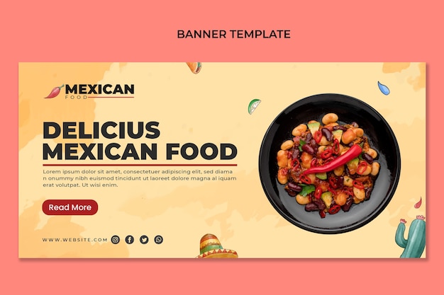 Watercolor mexican food sale banner