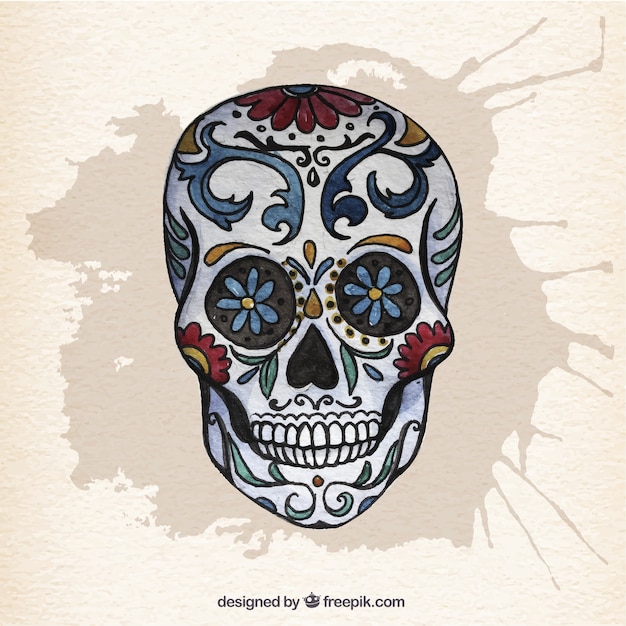 Free Vector watercolor mexican skull