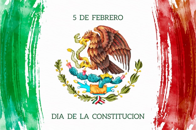 Free Vector watercolor mexico constitution day