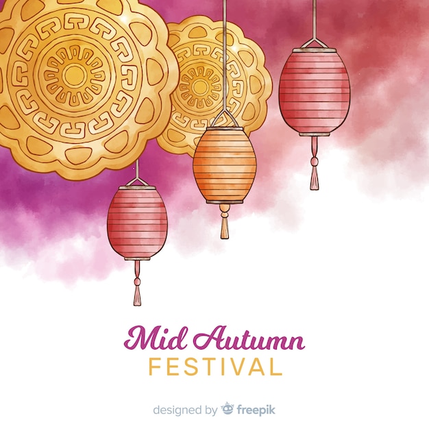 Free Vector watercolor mid autumn festival