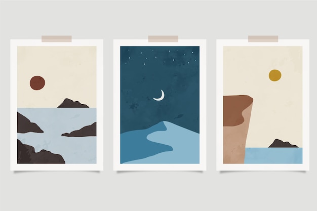 Watercolor minimal landscape cover collection