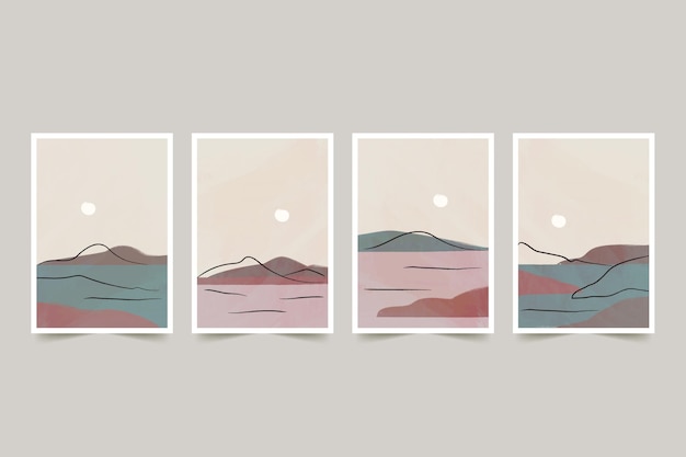 Watercolor minimal landscape covers collection