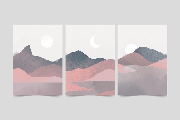 Watercolor minimal landscape covers