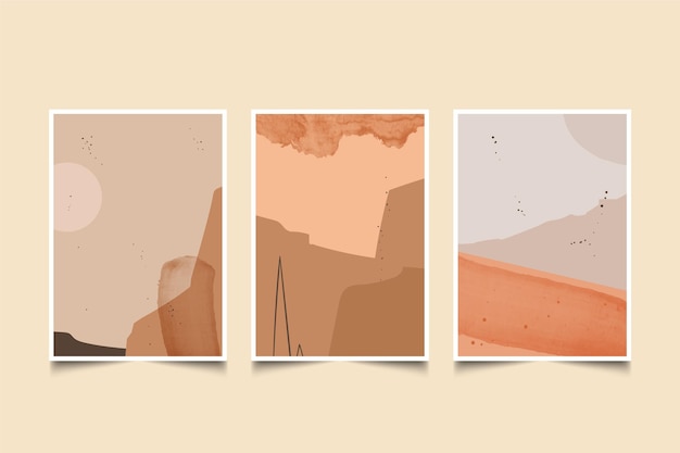 Free vector watercolor minimal landscape covers