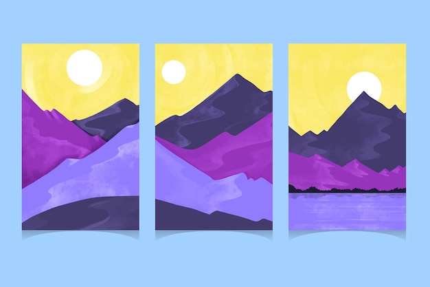 Free Vector watercolor minimal landscape covers