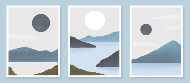 Free vector watercolor minimal landscape covers