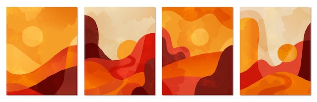 Free Vector watercolor minimal landscape covers