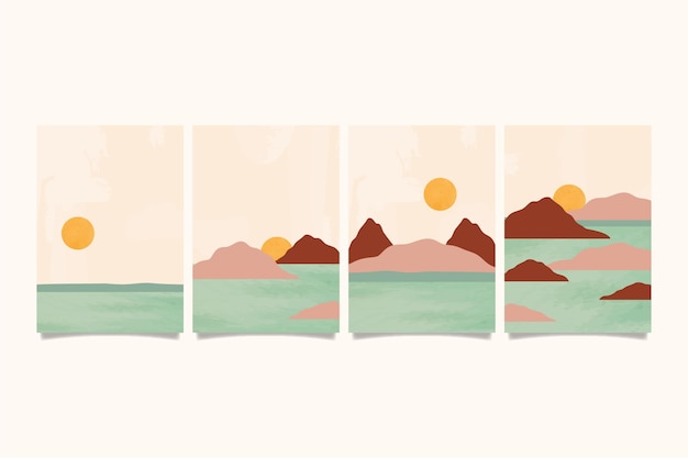 Watercolor minimal landscape covers