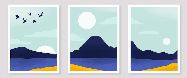 Free Vector watercolor minimal landscape covers