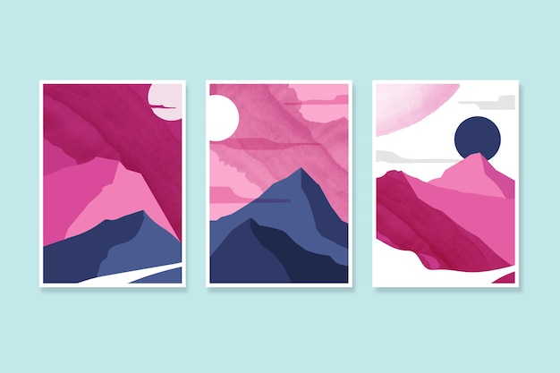 Free Vector watercolor minimal landscape covers