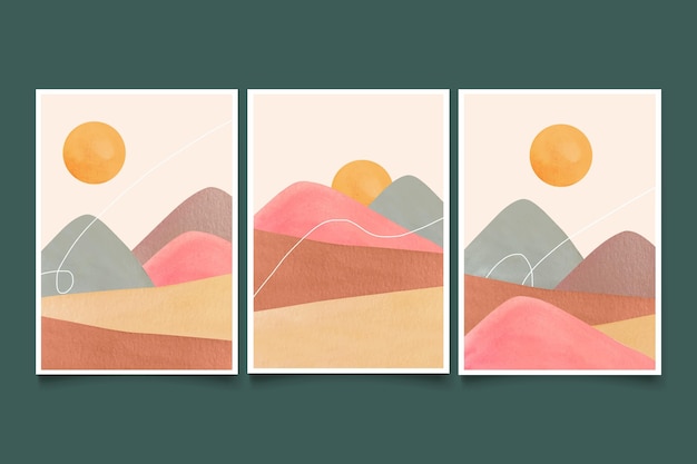 Watercolor minimal landscape covers