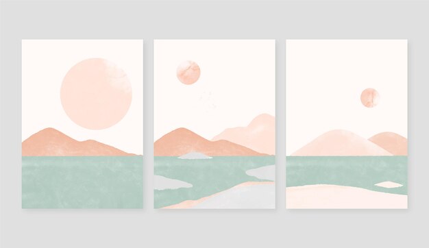 Watercolor minimal landscape covers