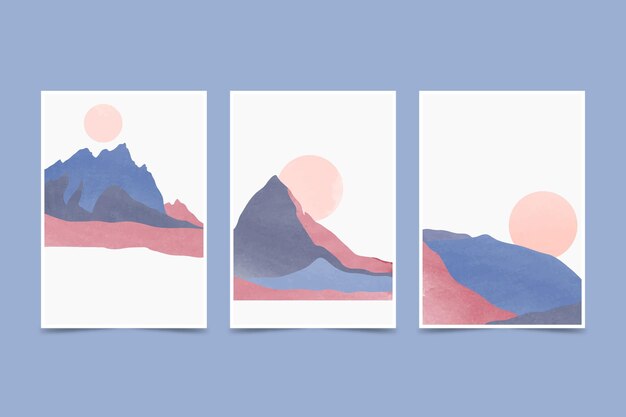 Watercolor minimal landscape covers