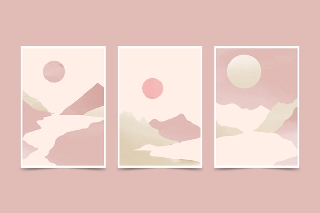 Watercolor minimal landscape covers