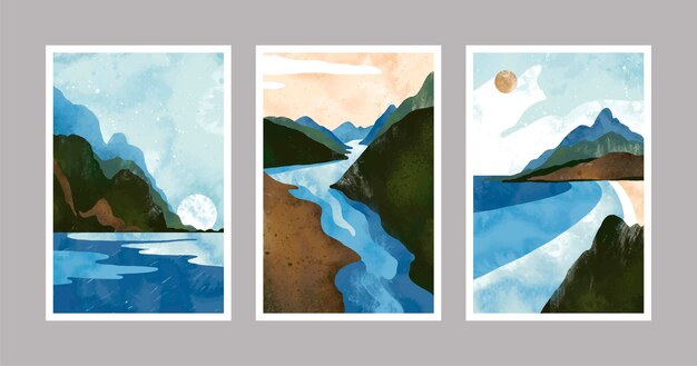 Watercolor minimal landscape covers