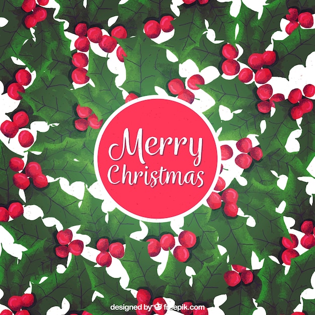 Watercolor mistletoe background