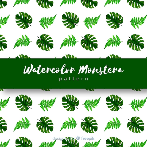 Free Vector watercolor monstera leaves pattern