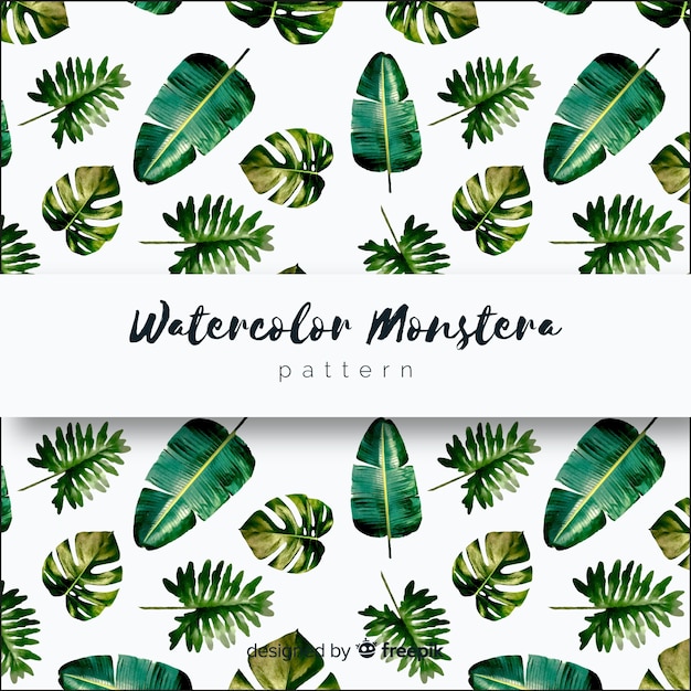 Free Vector watercolor monstera leaves pattern