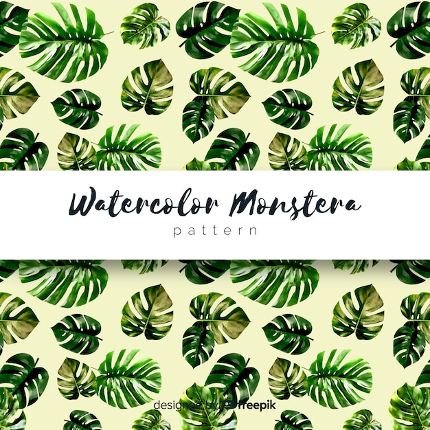 Free Vector watercolor monstera leaves pattern