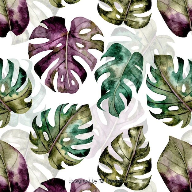 Free Vector watercolor monstera pattern