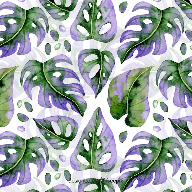 Free vector watercolor monstera pattern