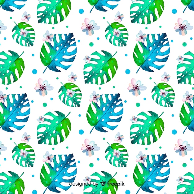 Free Vector watercolor monstera pattern