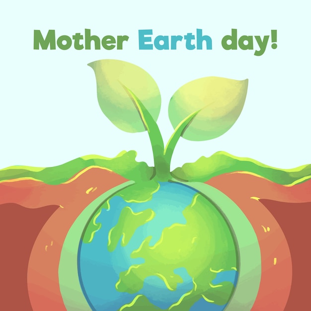 Watercolor mother earth day