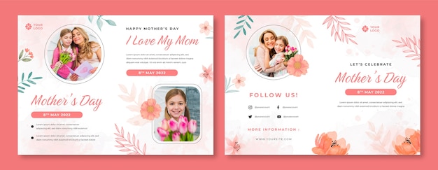 Watercolor mother's day brochure template