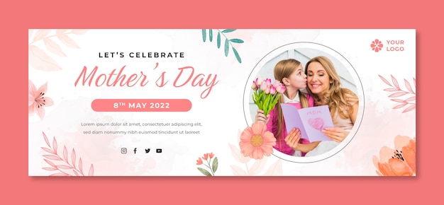 Watercolor mother's day social media cover template