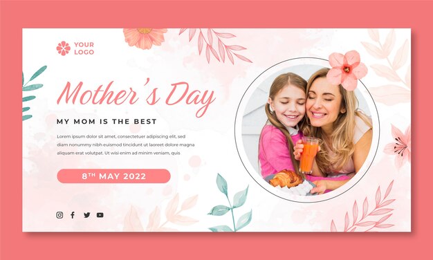 Watercolor mother's day social media promo template