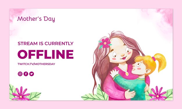 Watercolor mother's day twitch background