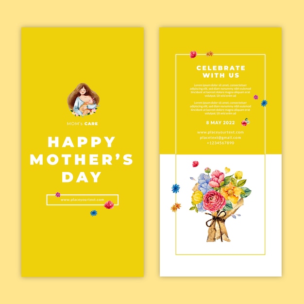 Free Vector watercolor mother's day vertical banners pack