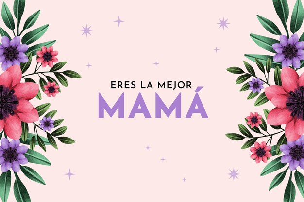 Watercolor mothers day background in spanish