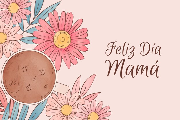 Watercolor mothers day background in spanish