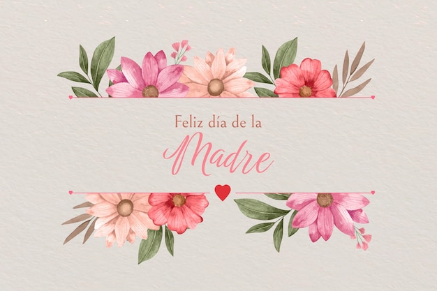 Watercolor mothers day background in spanish