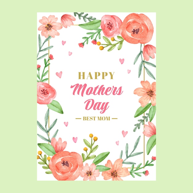 Free vector watercolor mothers day greeting card template