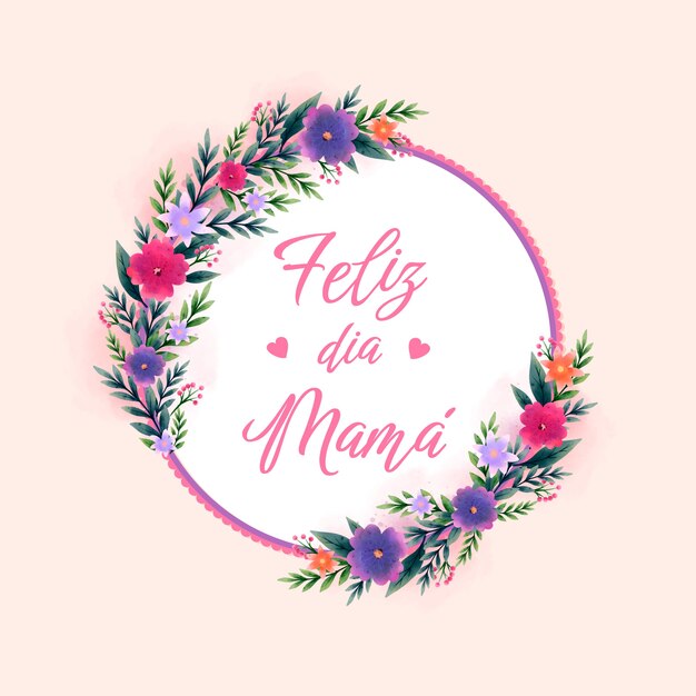 Watercolor mothers day illustration in spanish