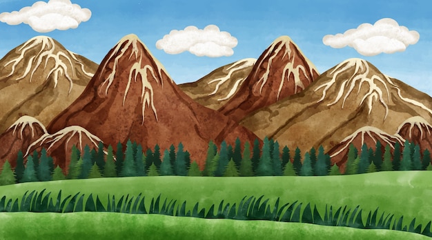 Free Vector watercolor mountain landscape