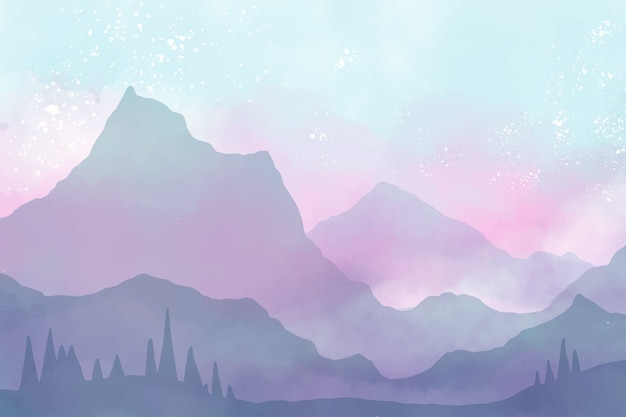 Watercolor mountains background