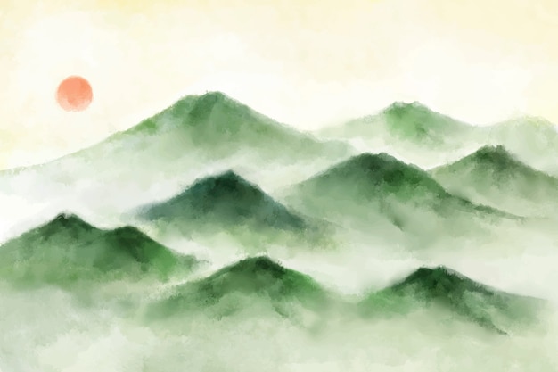 Free Vector watercolor mountains background