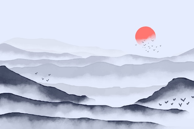 Free Vector watercolor mountains background