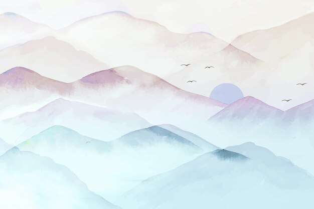 Watercolor mountains background