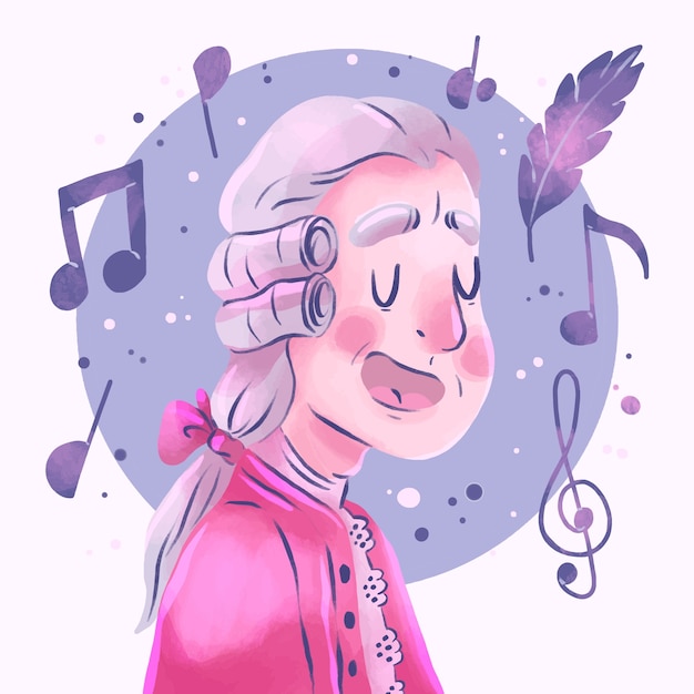 Free Vector watercolor mozart illustration