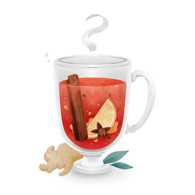 Free Vector watercolor mulled wine illustration