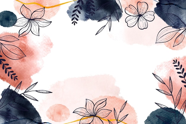 Watercolor nature background hand drawn