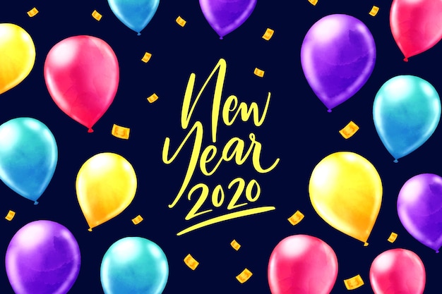 Watercolor new year 2020 background concept