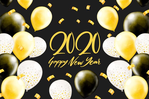 Watercolor new year 2020 background concept