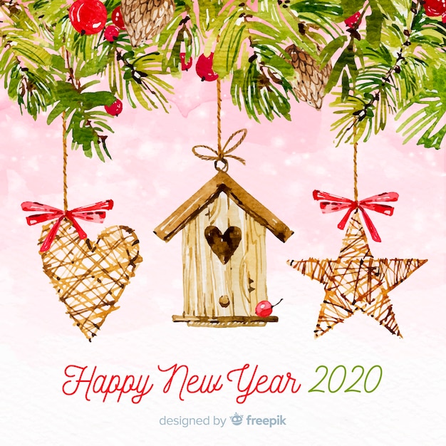 Watercolor new year 2020 background