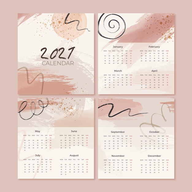 Watercolor new year 2021 calendar