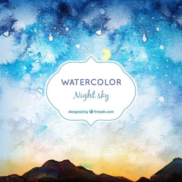 Free vector watercolor night sky background